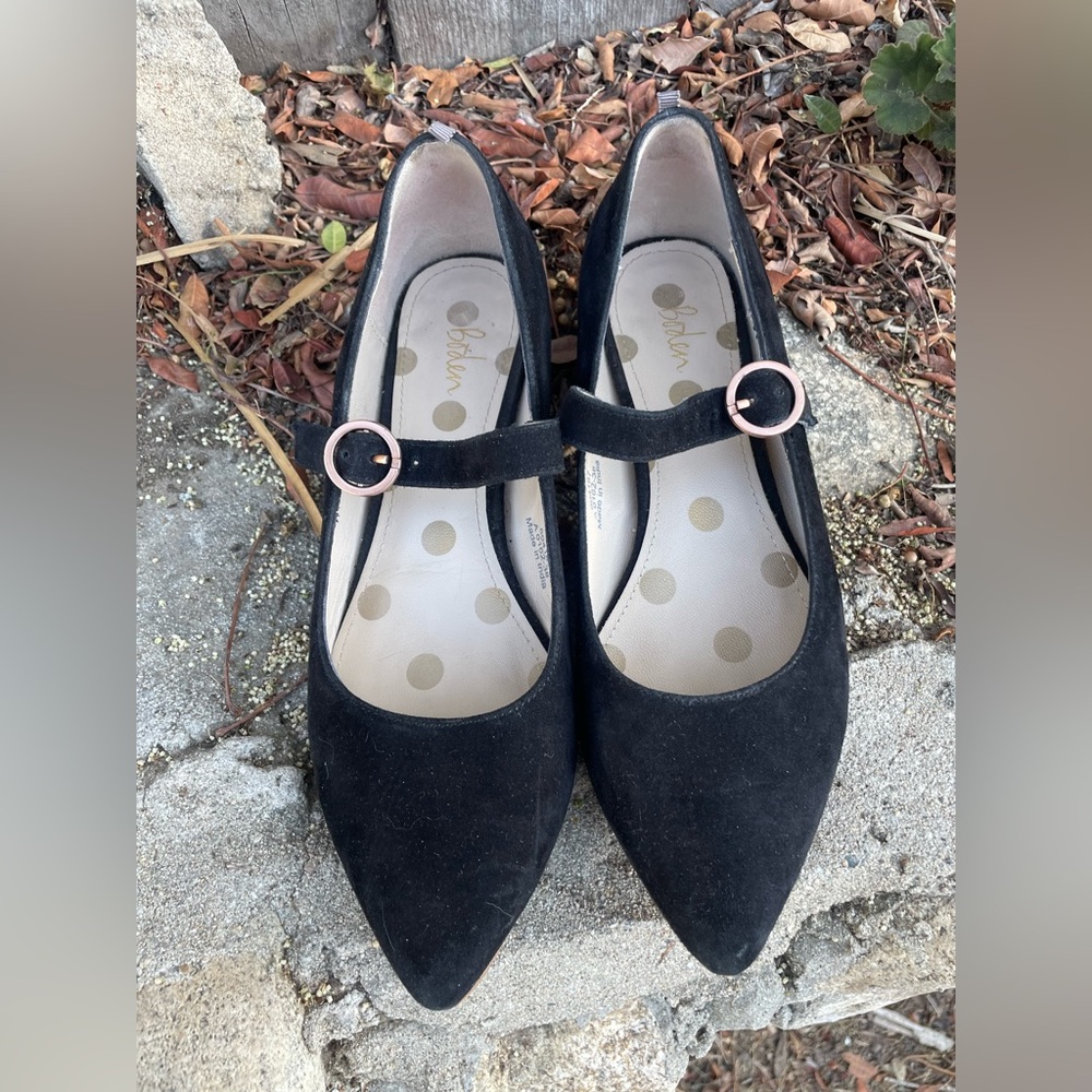 Boden Black Flats Mary Jane with Gold Accents